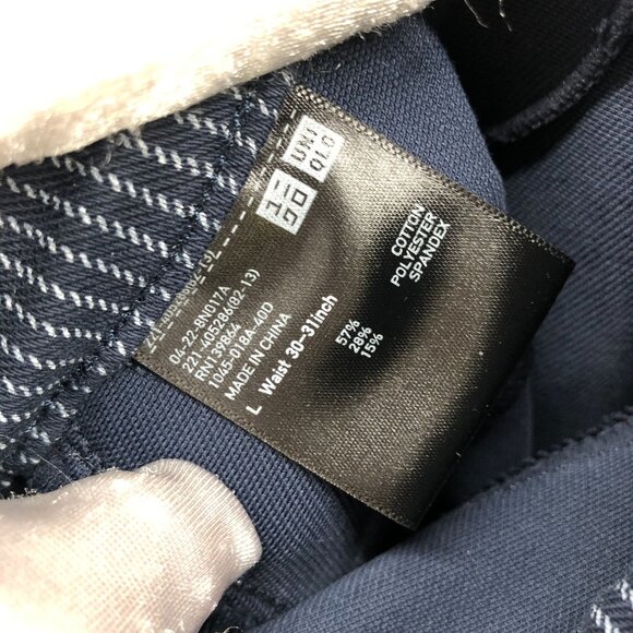 Uniqlo Stretch Legging Pants Womens L Navy Blue Pinstriped Pull On Skinny Knit - Picture 8 of 8